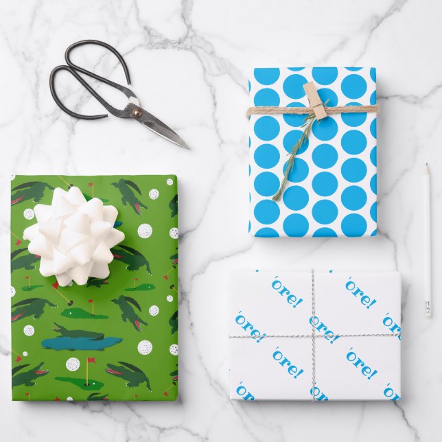 Golf Wrapping Paper Flat Sheet Set of 3 (Front)