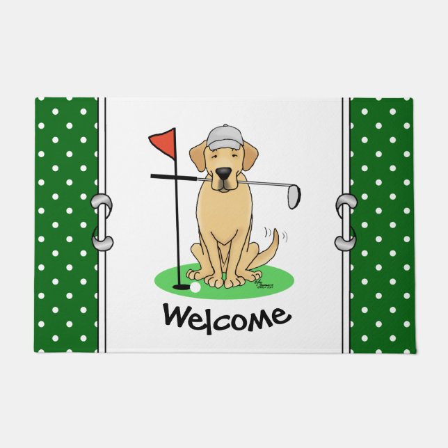 Golf Yellow Labrador Retriever (yel 3) Dog - Cute Doormat (Front)