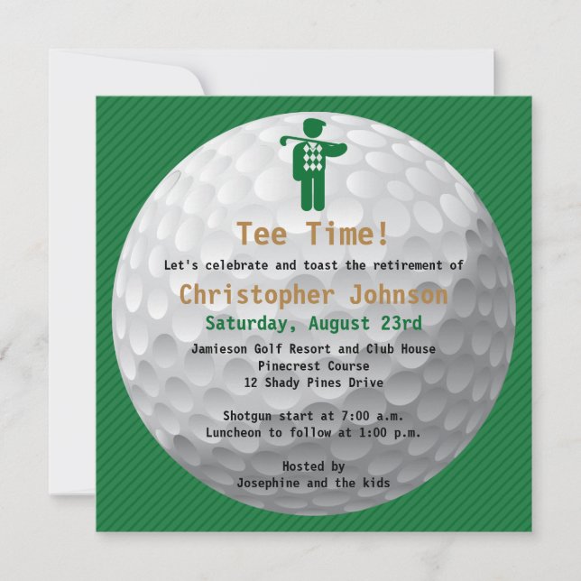 Golfball Green Golf Retirement Party Invitation (Front)