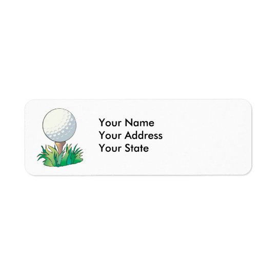 golfball sitting on golf tee return address label