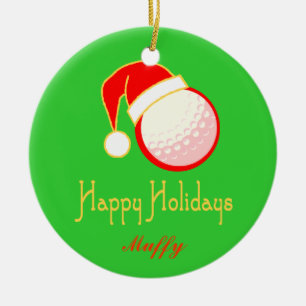 GolfChick Personalized Happy Holidays Ornament