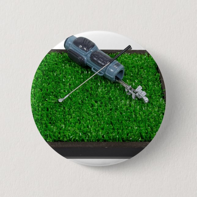 GolfClubBagonGrass100711 2 Inch Round Button (Front)