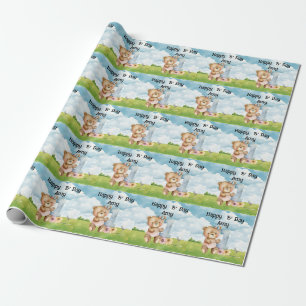 Golfer 1st Birthday watercolor one year birdie Wrapping Paper