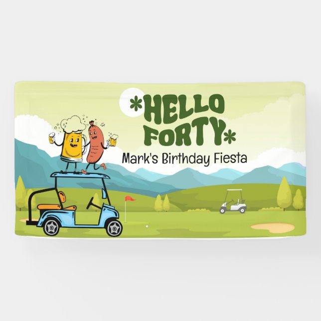 Golfer 40th  Birthday Party  Banner (Horizontal)