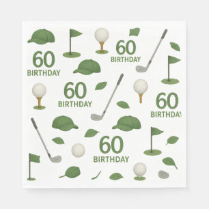 Golfer 60th Birthday with golf ball and iron Napkin