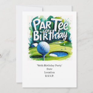 Golfer 60th Birthday with golf ball on tee Invitation