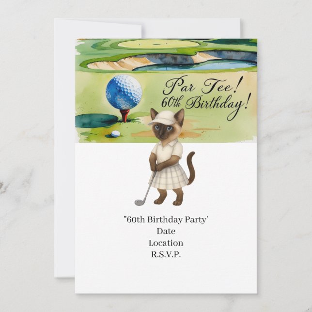 Golfer 60th Birthday with golf ball on tee Invitation (Front)