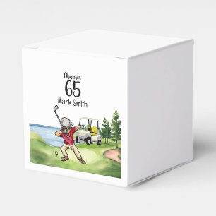 Golfer 65th Birthday Dabbing with golf cart Favor Box