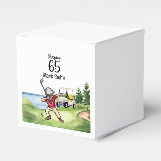 Golfer 65th Birthday Dabbing with golf cart Favor Box (Front Side)