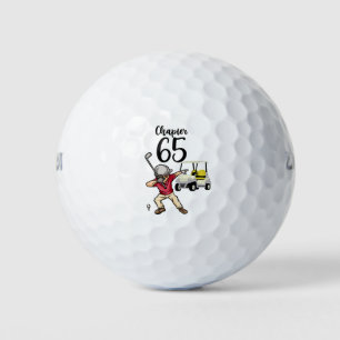 Golfer 65th Birthday Dabbing with golf cart Golf Balls