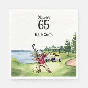 Golfer 65th Birthday Dabbing with golf cart Napkin