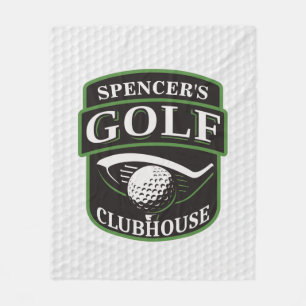 Golfer ADD NAME Player Golf Ball Club Clubhouse Fleece Blanket