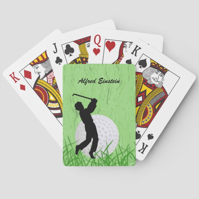 Golfer and Ball surrounded by grass Personalize Playing Cards (Back)