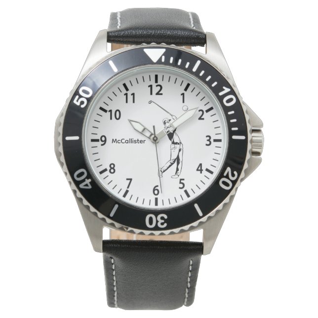 Golfer and Personalized name and year  Watch (Front)
