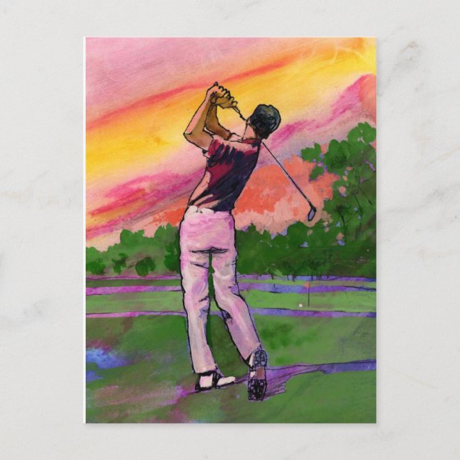 Golfer at field postcard (Front)