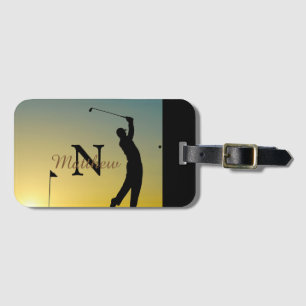 Golfer at Sunset Personalised Luggage Tag