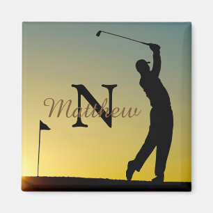 Golfer at Sunset Personalized Magnet