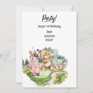 Golfer Baby 1st Birthday Save the Date  Invitation