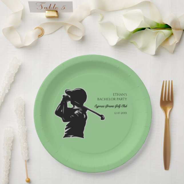 Golfer Bachelor Party Golfing trip Classic Stylish Paper Plate (Wedding)