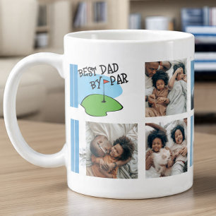 Golfer Best Dad By Par Golf Pun 7 Photo Large Coffee Mug
