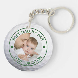 Golfer BEST DAD BY PAR Photo Personalized Keychain