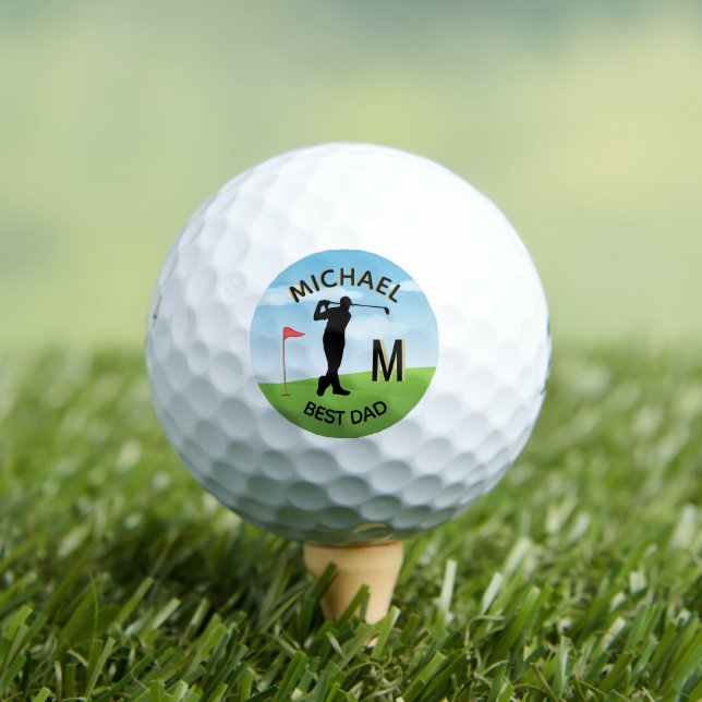 Golfer Best Dad Custom Name 3-D Monogram     Golf Balls (Insitu Tee)
