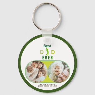 Golfer Best Dad Ever Fathers Day Family Photo Keychain