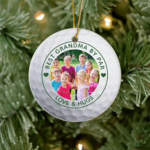 Golfer BEST GRANDMA BY PAR Photo Custom Ceramic Ornament