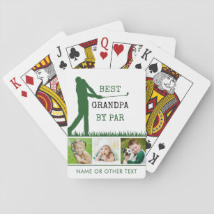 Golfer BEST GRANDPA BY PAR 3 Photo Personalized Lu Playing Cards