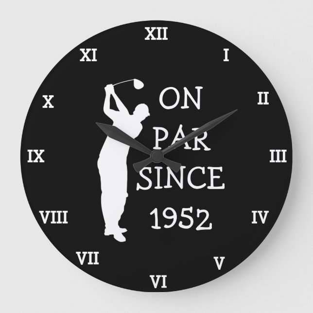 Golfer Birthday 70th funny Seventy Par Large Clock (Front)