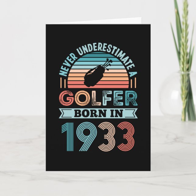 Golfer born 1933 Golfing 90th Birthday Gift Dad Card (Front)