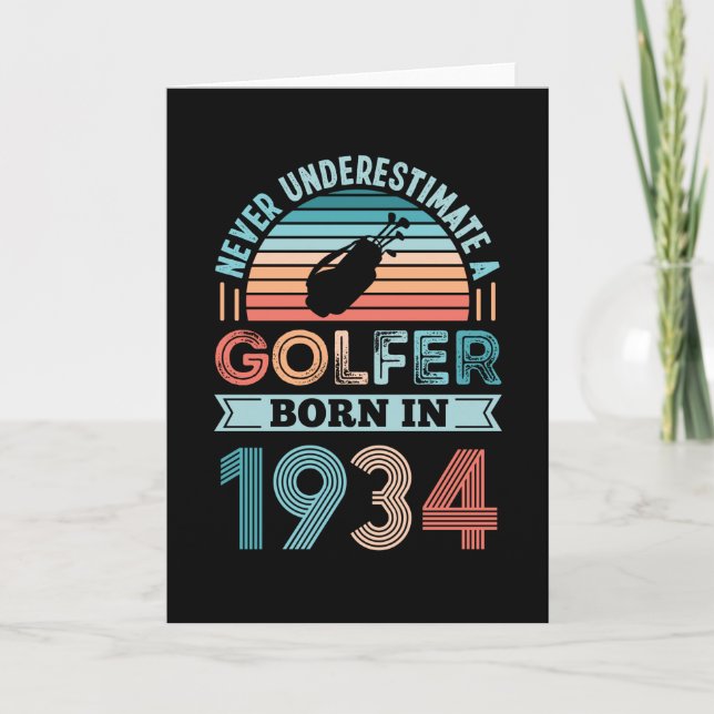 Golfer born 1934 Golfing 90th Birthday Gift Dad Card (Front)