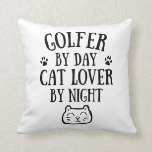 Golfer by day. Cat lover by night Throw Pillow