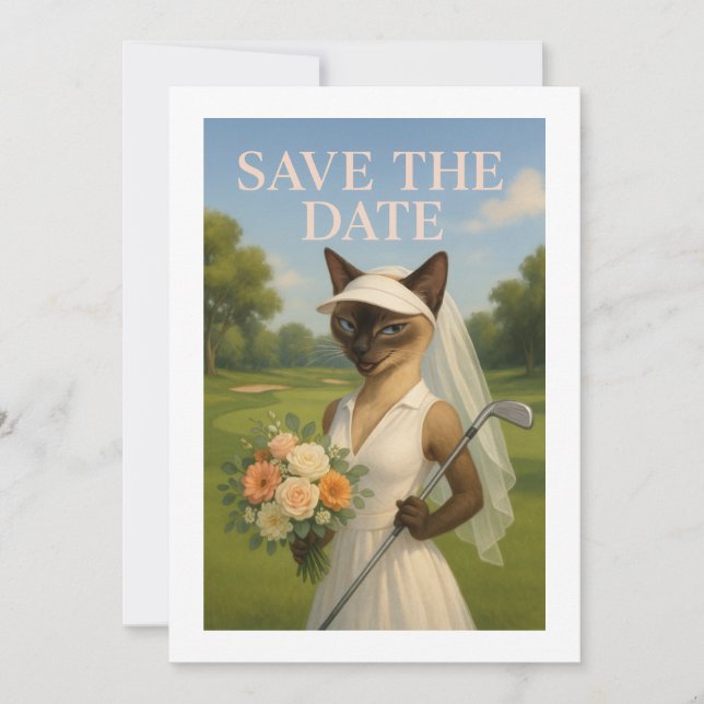 Golfer Cat Bride  tournament Save the Date Wedding Invitation (Front)