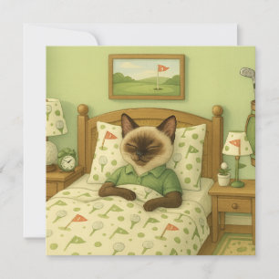 Golfer Cat is sleeping in Golf themed Bedroom