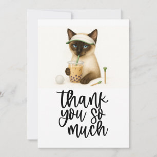 Golfer Cat Lover is drinking bubble tea Thank You Card
