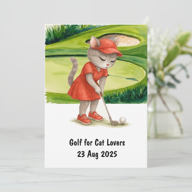 Golfer Cat  tournament Invitation (Standing Front)