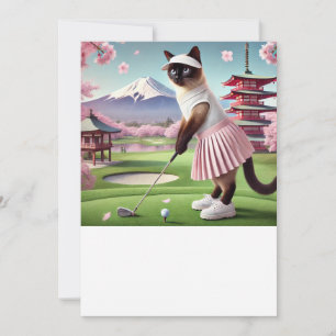 Golfer Cat  tournament with Sakura Flower Japan  Invitation