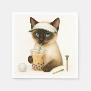 Golfer Cat with golf ball and tee for golf Party Napkin