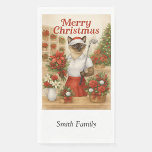 Golfer Cat Woman Christmas themed for animal lover Napkin