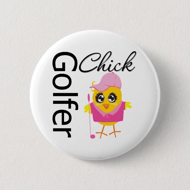 Golfer Chick 2 Inch Round Button (Front)
