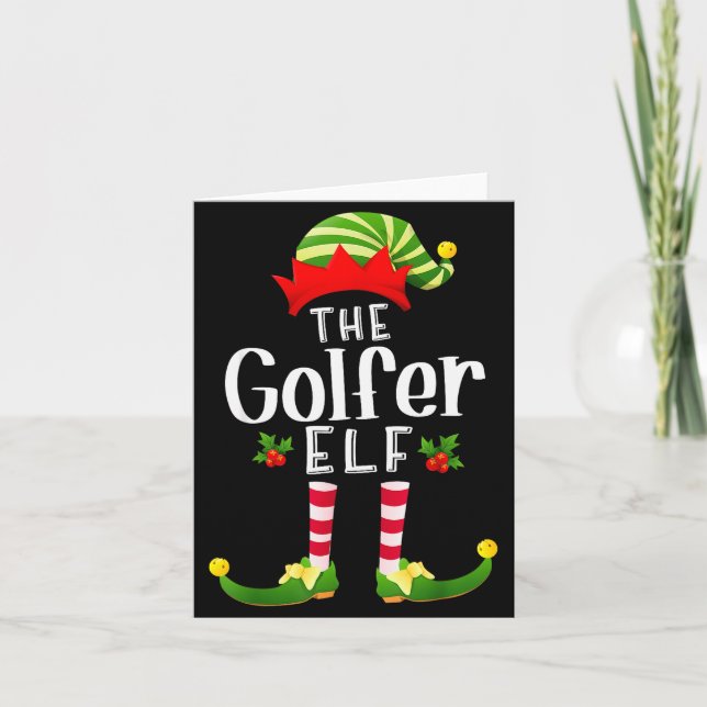 Golfer Christmas Elf Matching Pajama X-mas Party  Card (Front)
