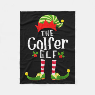 Golfer Christmas Elf Matching Pajama X-mas Party  Fleece Blanket