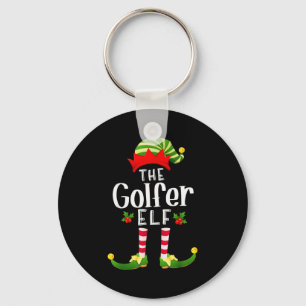 Golfer Christmas Elf Matching Pajama X-mas Party  Keychain