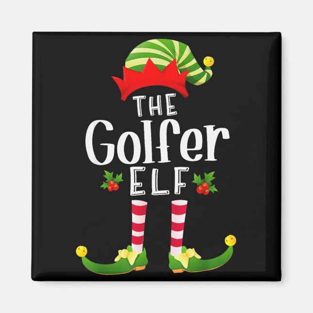 Golfer Christmas Elf Matching Pajama X-mas Party  Magnet (Front)