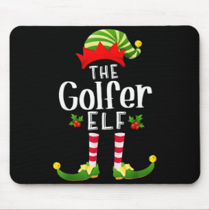 Golfer Christmas Elf Matching Pajama X-mas Party  Mouse Pad