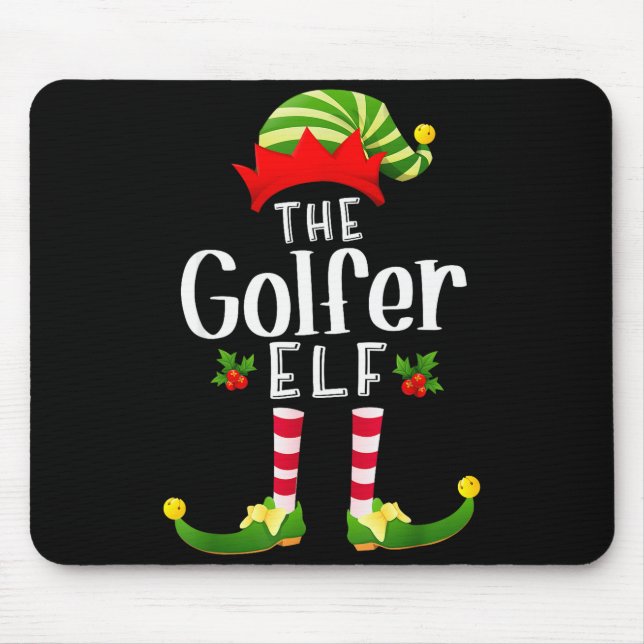 Golfer Christmas Elf Matching Pajama X-mas Party  Mouse Pad (Front)