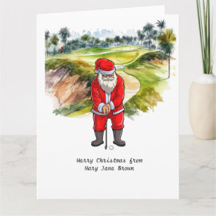 Golfer Christmas with Santa CLAUS Card