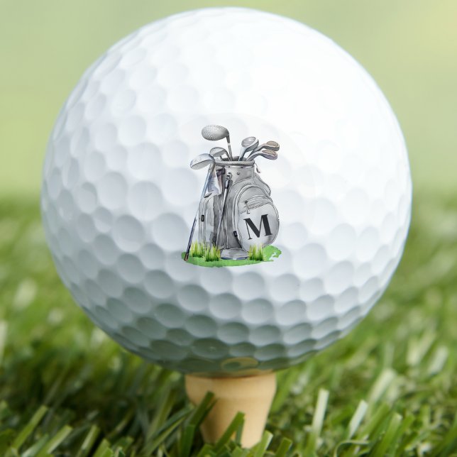 Golfer Classic Initial Monogram Golf Balls (Create Your Own Golfer Theme Monogram Golf Balls)