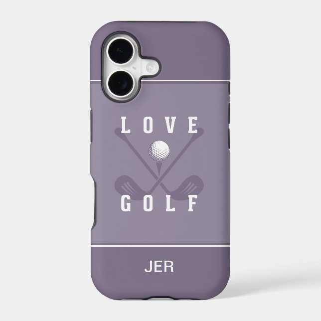 Golfer Clubs Sport Pro Ball Typographie violet (Verso)